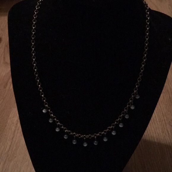 Sky blue glass bead dangle necklace - Picture 2 of 3